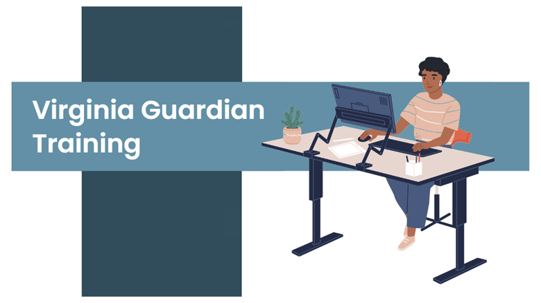 Cartoon woman sitting at desk