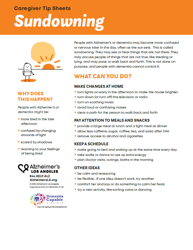 factsheet screenshot: Sundowning